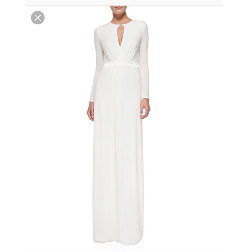 Halston Heritage Deep V Keyhole Jersey Gown